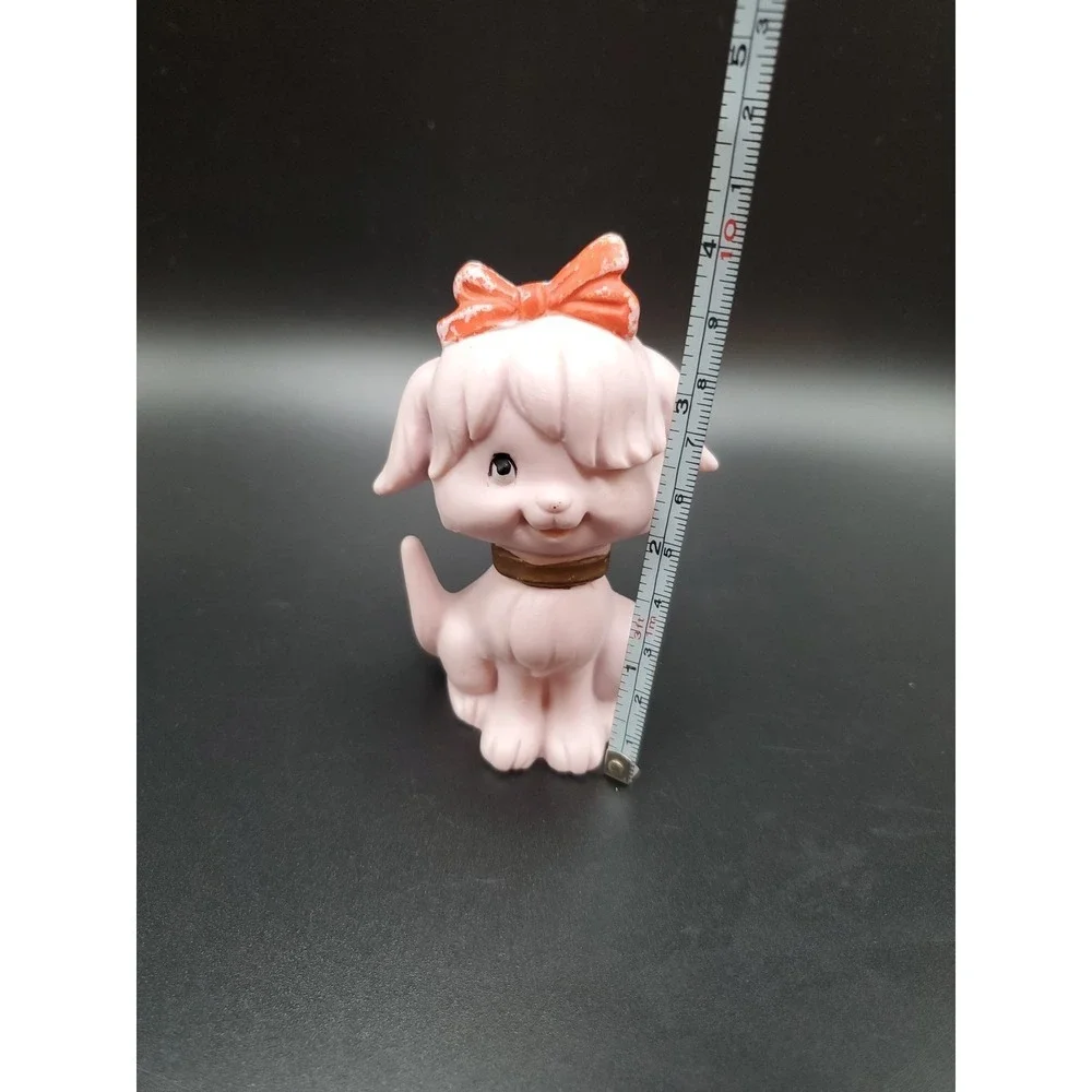 Vintage‎ Kelvin's Dog With Hair Bow Pink Figurine